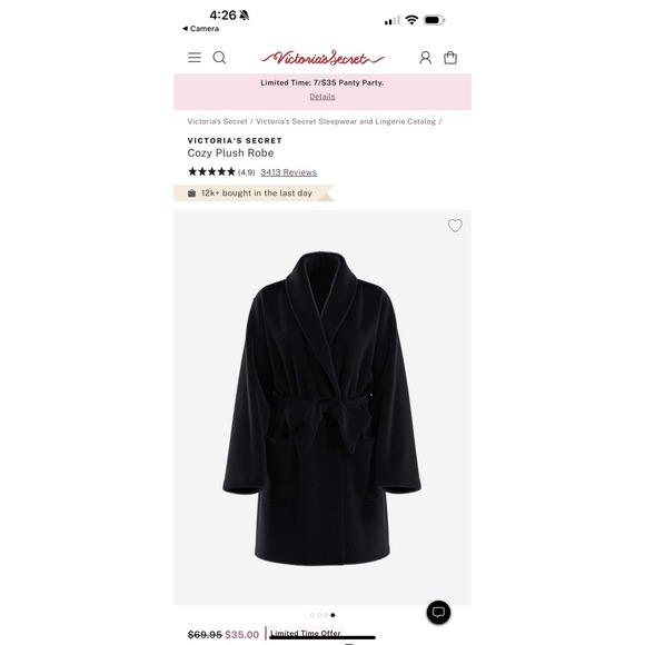 Victoria's Secret Women's Short Plush Robe burgundy Sz. M/LNEW - Picture 4 of 4